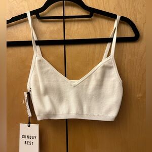 Sunday Best White Knit Cropped Top
